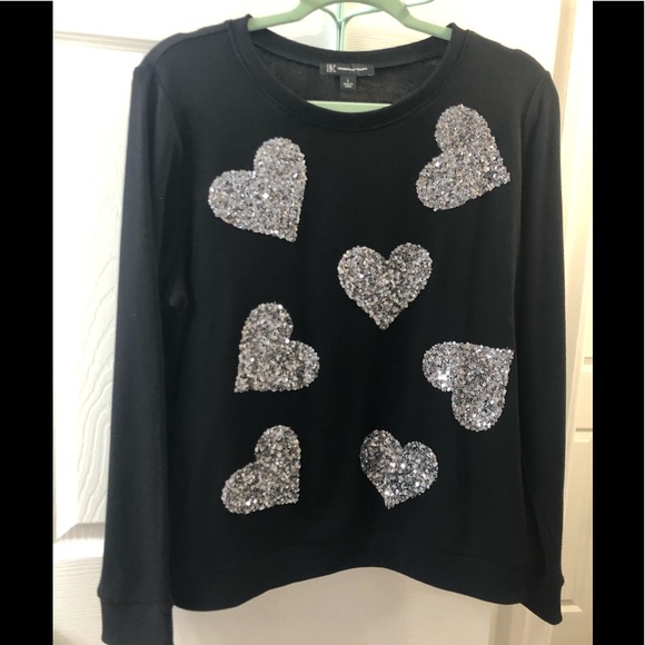 sequin heart sweatshirt